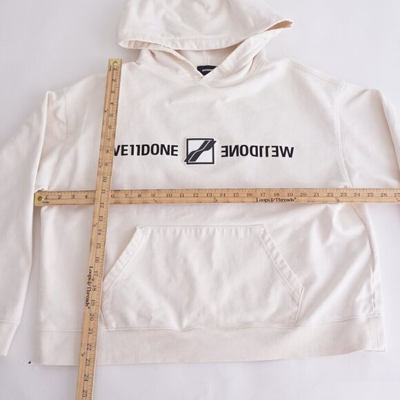 We11Done Logo-Print Mirror Hoodie Ivory Streetwear Sweatshirt XS - Picture 3 of 15